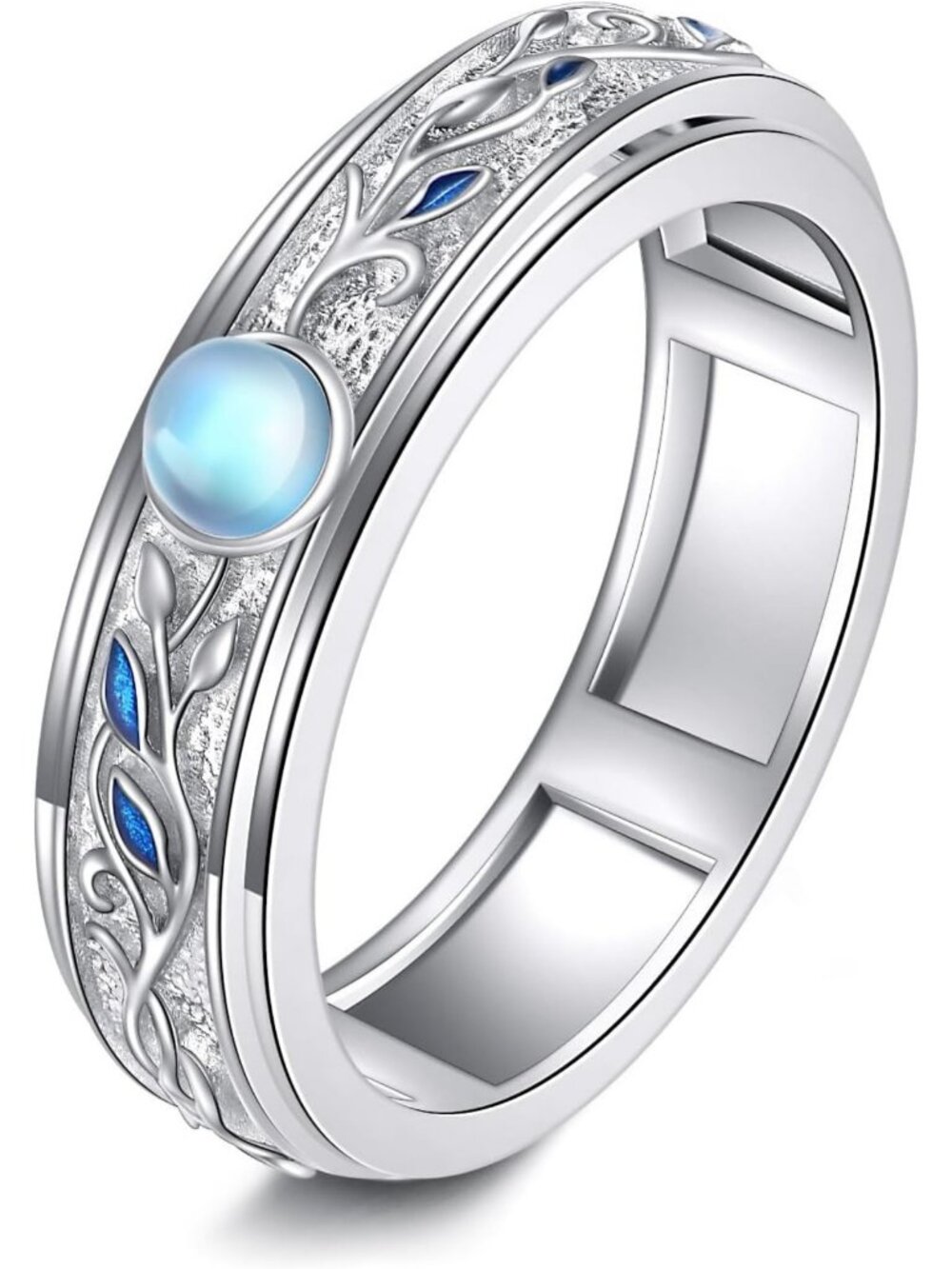 Moonstone Fidget Ring for Anxiety Relief | S925 Sterling Silver Tree of Life